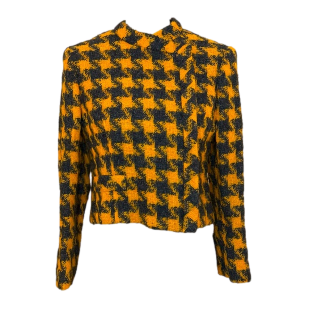 Vintage 60s Mario Forte Handmacher Houndstooth Jacket Dark Grey/Orange